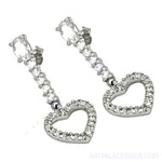Load image into Gallery viewer, 925 Silver Heart Drop Earrings | Cubic Zirconia Earrings for Women