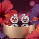 将图像加载到图库查看器中, 925纯银镶嵌立方氧化锆圆形耳钉(女士款)