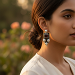 Load image into Gallery viewer, 925 Silver Pearl & Garnet Earrings for Women | Dangle Earrings