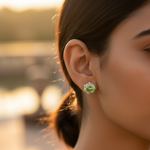 将图像加载到图库查看器中, Green Gemstone Stud Earrings | 925 Silver | For Women