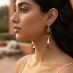 Load image into Gallery viewer, 925 Silver Citrine & Carnelian Drop Earrings for Women