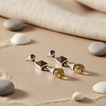 Load image into Gallery viewer, 925 Silver Citrine & Carnelian Drop Earrings for Women