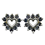 将图像加载到图库查看器中, Silver Sapphire Heart Stud Earrings | Women's Jewelry Gift