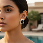 Load image into Gallery viewer, Silver Stud Earrings with Black Onyx Stone | Women's Jewelry