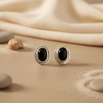 Load image into Gallery viewer, Silver Stud Earrings with Black Onyx Stone | Women's Jewelry
