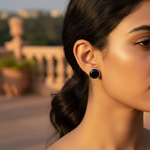 将图像加载到图库查看器中, Silver Black Onyx Stud Earrings for Women | Daily Wear Jewelry