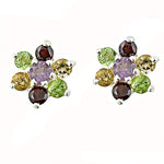 将图像加载到图库查看器中, Gemstone Flower Stud Earrings | 925 Silver | Women's Jewelry