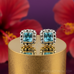 将图像加载到图库查看器中, 925纯银蓝色托帕石耳钉,女士款 | 日常佩戴礼物