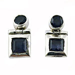 Load image into Gallery viewer, Silver Sapphire Drop Earrings for Women | Statement Jewelry