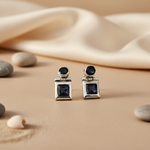 将图像加载到图库查看器中, Silver Sapphire Drop Earrings for Women | Statement Jewelry