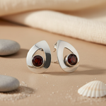 将图像加载到图库查看器中, 925 Silver Garnet Stud Earrings for Women | Gemstone Jewelry