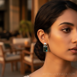 将图像加载到图库查看器中, 925纯银祖母绿切割耳环(女士款)| 宝石首饰