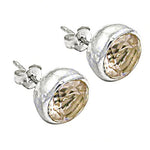 Load image into Gallery viewer, Silver Stud Earrings with Champagne CZ | Women's Jewelry Gift