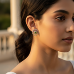 将图像加载到图库查看器中, 925 Silver Peridot Flower Stud Earrings for Women
