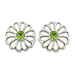 将图像加载到图库查看器中, 925 Silver Peridot Flower Stud Earrings for Women