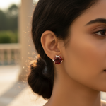 Load image into Gallery viewer, Silver Garnet Stud Earrings for Women | Daily Wear Jewelry