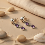 Load image into Gallery viewer, 925 Silver Amethyst Drop Earrings | Women's Dangle Earrings
