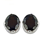 将图像加载到图库查看器中, Silver Stud Earrings with Dark Gemstone | Women's Jewelry Gift