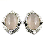 将图像加载到图库查看器中, 925 Silver Rose Quartz Stud Earrings for Women | Gemstone Jewelry