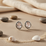 将图像加载到图库查看器中, 925 Silver Rose Quartz Stud Earrings for Women | Gemstone Jewelry