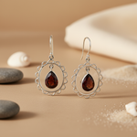 将图像加载到图库查看器中, 925 Silver Garnet Teardrop Earrings for Women | Dangle Jewelry