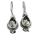 将图像加载到图库查看器中, 925 Silver Smoky Quartz Drop Earrings for Women | Gemstone Jewelry