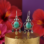 Load image into Gallery viewer, 925 Silver Green Stone Dangle Earrings for Women | Gift Jewelry