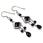Load image into Gallery viewer, 925 Silver Garnet Drop Earrings for Women | Dangle Jewelry