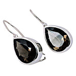 Load image into Gallery viewer, 925 Silver Smoky Quartz Teardrop Earrings for Women
