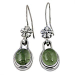Load image into Gallery viewer, 925 Silver Green Stone Drop Earrings for Women | Floral Design