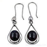 Load image into Gallery viewer, 925 Silver Black Gemstone Teardrop Earrings for Women