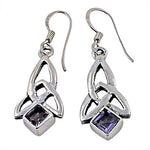 Load image into Gallery viewer, 925 Sterling Silver Celtic Knot Amethyst Earrings for Women