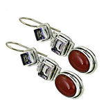 Load image into Gallery viewer, 925 Silver Amethyst and Carnelian Drop Earrings for Women