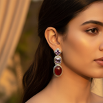 Load image into Gallery viewer, 925 Silver Amethyst and Carnelian Drop Earrings for Women