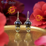 Load image into Gallery viewer, Silver Pearl & Green Amethyst Earrings for Women