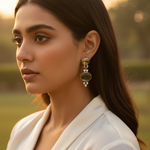 Load image into Gallery viewer, 925 Sterling Silver Green Stone Drop Earrings for Women