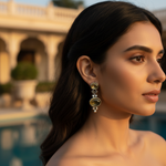 Load image into Gallery viewer, 925 Sterling Silver Green Stone Drop Earrings for Women