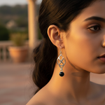 将图像加载到图库查看器中, 925纯银凯尔特结吊坠耳环,镶嵌缟玛瑙宝石