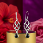 将图像加载到图库查看器中, 925纯银凯尔特结吊坠耳环,镶嵌缟玛瑙宝石