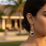 Load image into Gallery viewer, 925 Silver Black Onyx Dangle Earrings for Women | Gift