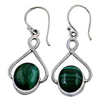 Load image into Gallery viewer, 925 Silver Malachite Drop Earrings | Women's Gemstone Jewelry