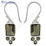 Load image into Gallery viewer, Pendientes de cuarzo ahumado en plata 925 para mujer | Joyería con piedras preciosas