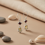将图像加载到图库查看器中, 925 Silver Garnet & Citrine Dangle Earrings for Women