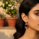 将图像加载到图库查看器中, Silver Red Gemstone Earrings for Women | Dangle Jewelry