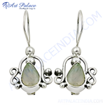 Load image into Gallery viewer, 925 sterling silver dangle earrings with a pear-shaped moonstone gemstone.
