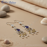 将图像加载到图库查看器中, 925纯银宝石吊坠耳环(女士款)| 黄水晶首饰