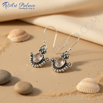 Load image into Gallery viewer, 925 Silver Rose Quartz Earrings for Women | Dangle Earrings