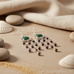 Load image into Gallery viewer, 925 Silver Malachite Garnet Drop Earrings for Women | Gift