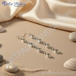 Load image into Gallery viewer, 925 Silver Long Drop Earrings with Gemstones | Women's Jewelry