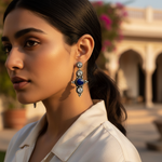 Load image into Gallery viewer, 925 Silver Blue Stone Earrings for Women | Dangle Earrings